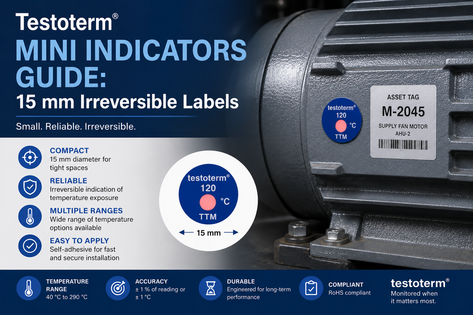 Testoterm Mini Indicators Guide 15 mm Irreversible Labels