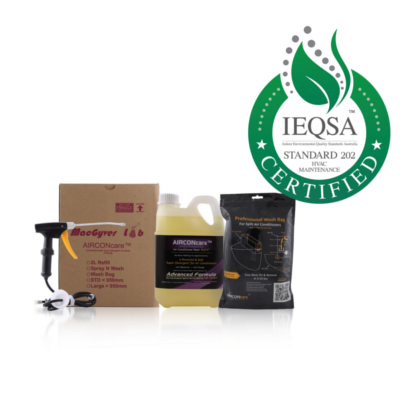 AC cleaning kit with biodegradable coil cleaner, sprayer, and gloves