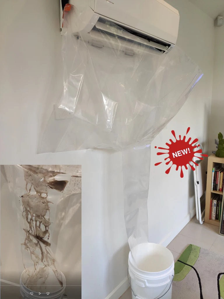 Airconcare AC1 standard wash bag fitted on split‑system indoor unit