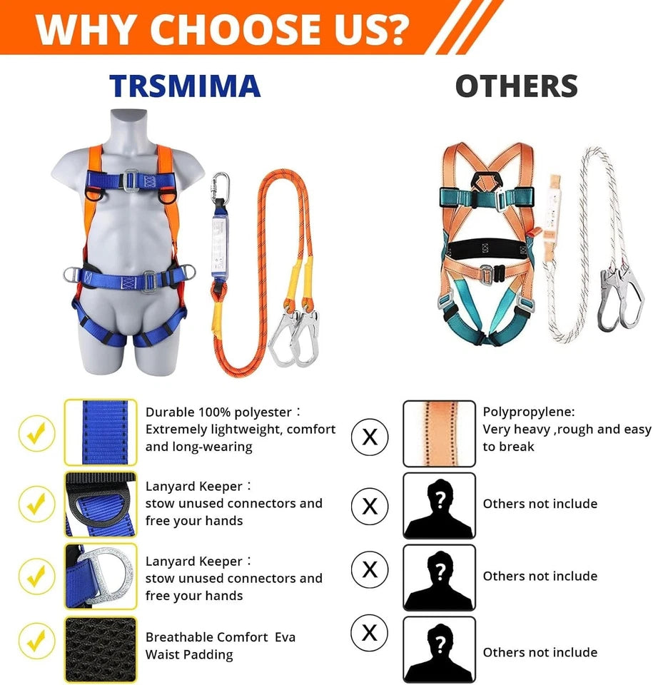 Full Body Roofing Fall Protection Safety Shock Absorbing Harness