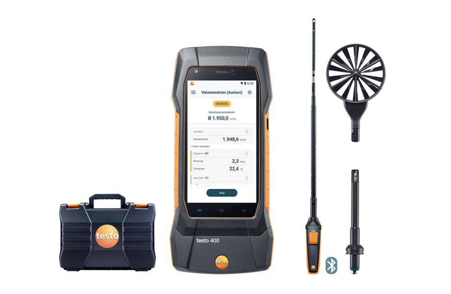 testo 400 Air Flow Kit with Hot Wire and Vane Probe