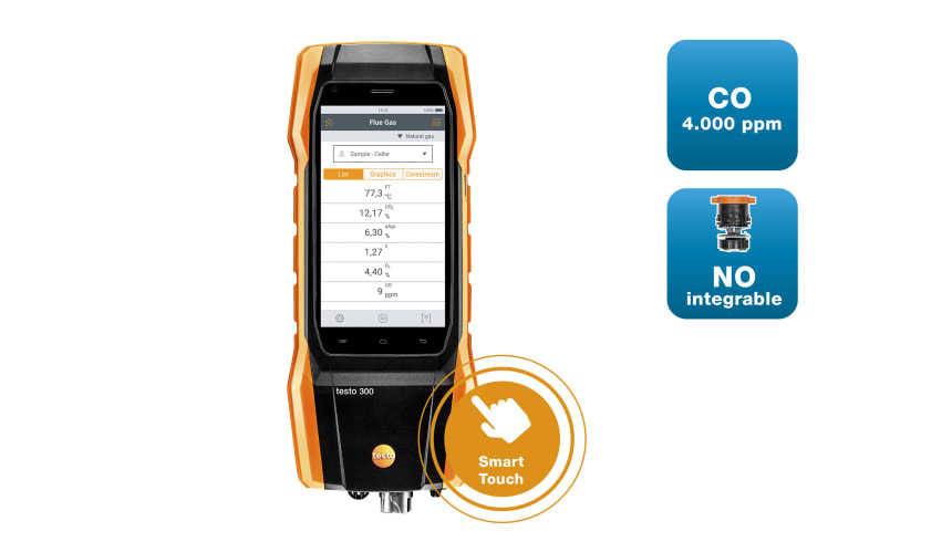 testo 300 Longlife Flue Gas Analyzer (O2, CO up to 4,000 ppm)