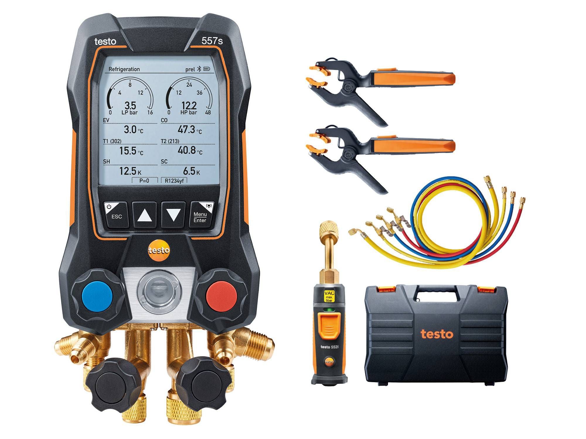 Complete Testo 557s smart kit in carry case with hoses and probes