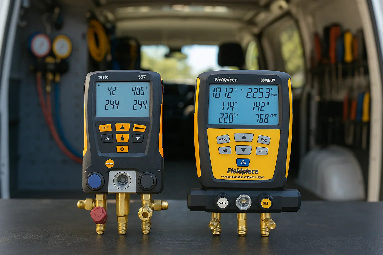 Testo 557 and Fieldpiece SM480V