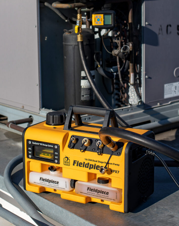 Fieldpiece VPX7 vacuum pump for Melbourne cold snap installs, Fieldpiece Australia A2L-ready evacuation