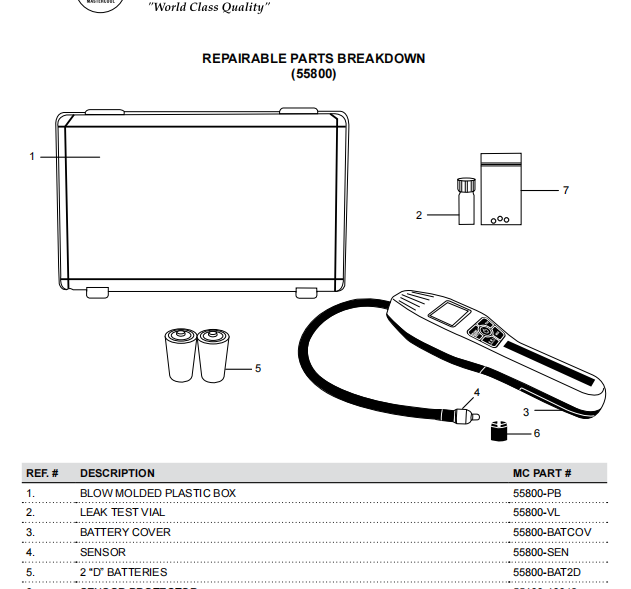 Mastercool Metal Oxide Gas Sensor Replacement for 55800