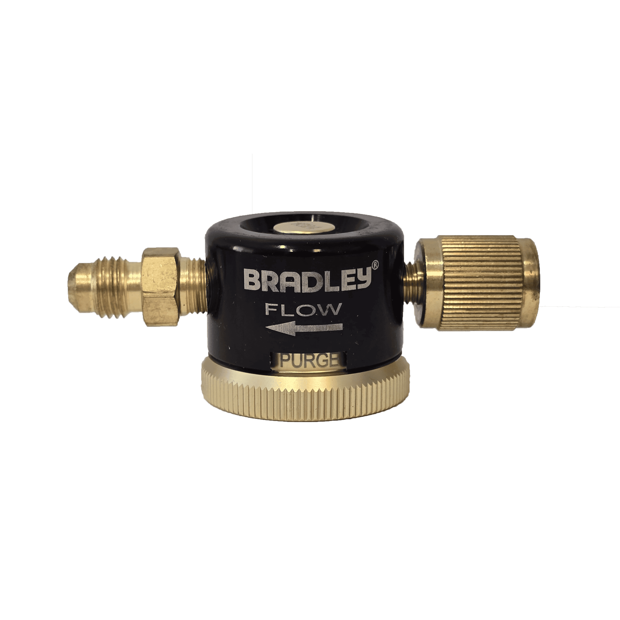 Bradeny flow control valve on a green background