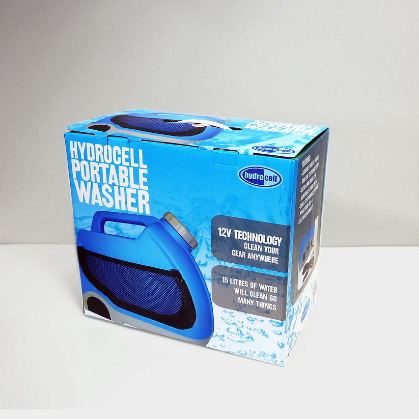 Box of Hydrocell Portable Washer on a white background