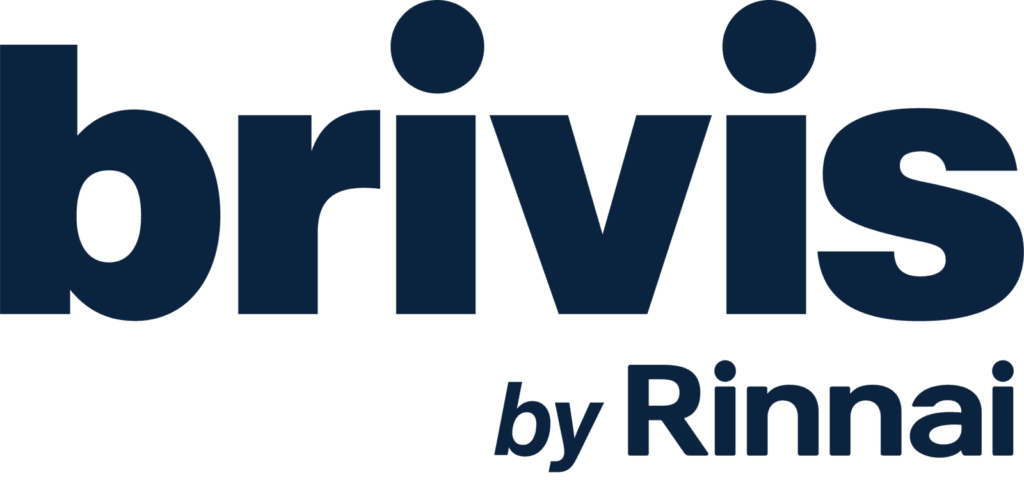 Brivis by Rinnai logo in blue on a white background