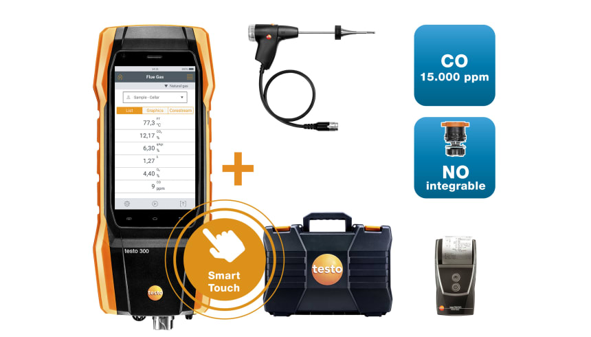 Testo 300 Longlife Flue Gas Analyser Kit 4 with Printer
