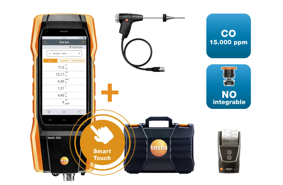Testo 300 Longlife Flue Gas Analyser Kit 4 with Printer
