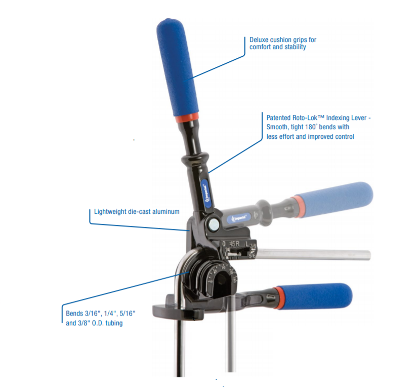 Imperial Multi-head Lever 180° Pipe Bender Roto-lok For 3/16” 1/4” 5/16” And 3/8” O.d. - 470-fh hvac shop