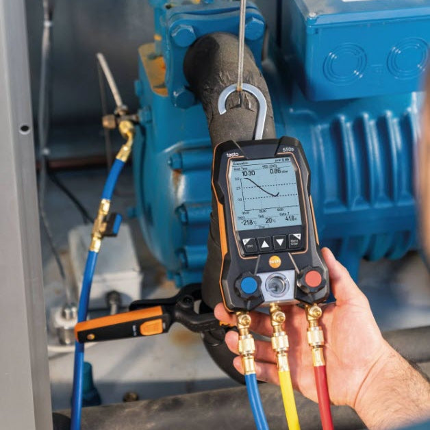 Testo 550s Smart Digital Manifold With Wireless Clamp Temperature Probes 0564 5502 actual usage