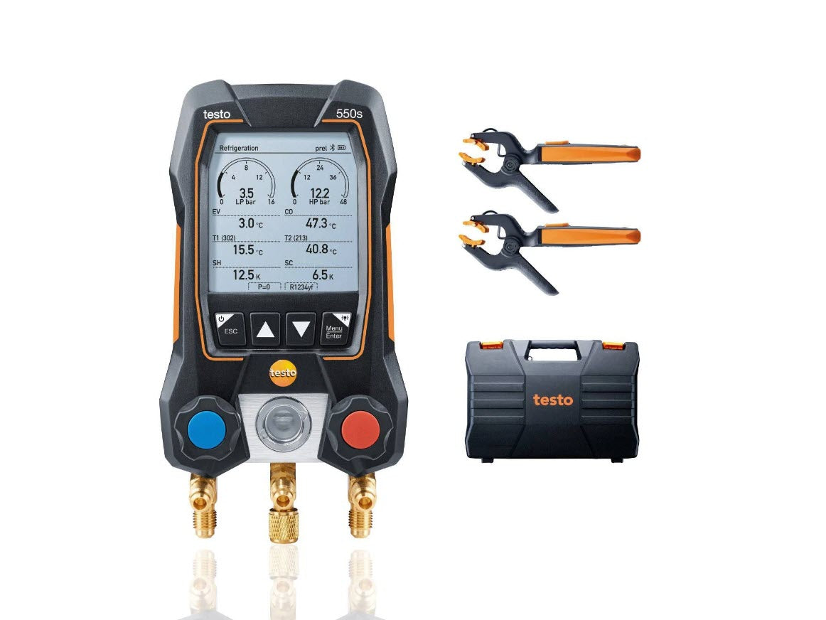Testo 550s Smart Digital Manifold With Wireless Clamp Temperature Probes 0564 5502