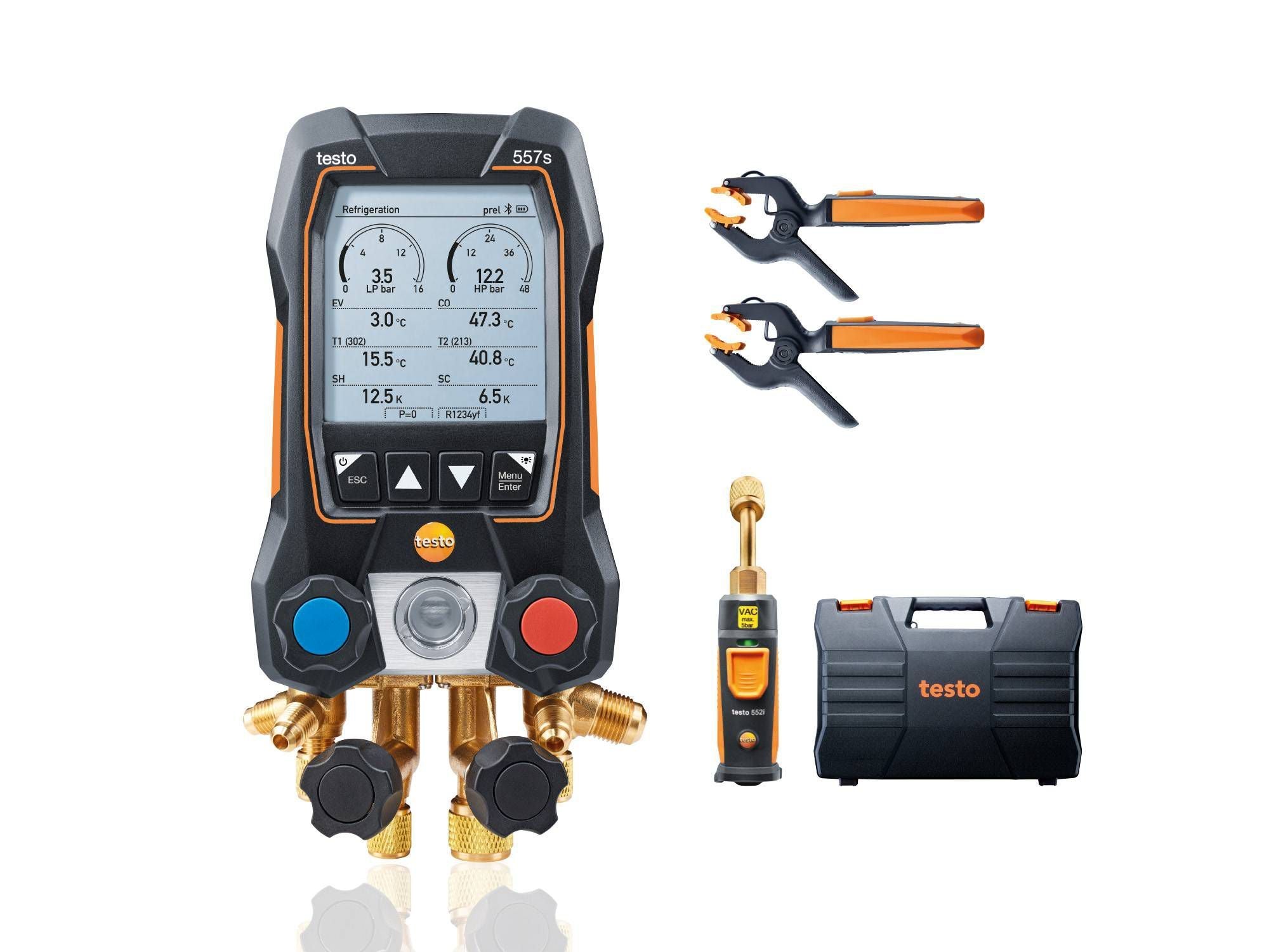 Testo 557s Smart Digital Manifold With Wireless Vacuum And Clamp Temperature Probes 0564 5571