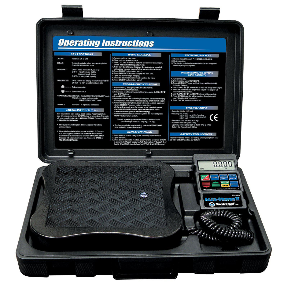 Master Nool Mastercool 98210-BL Accu-Charge II Refrigerant Scale – HVAC Supply Shop