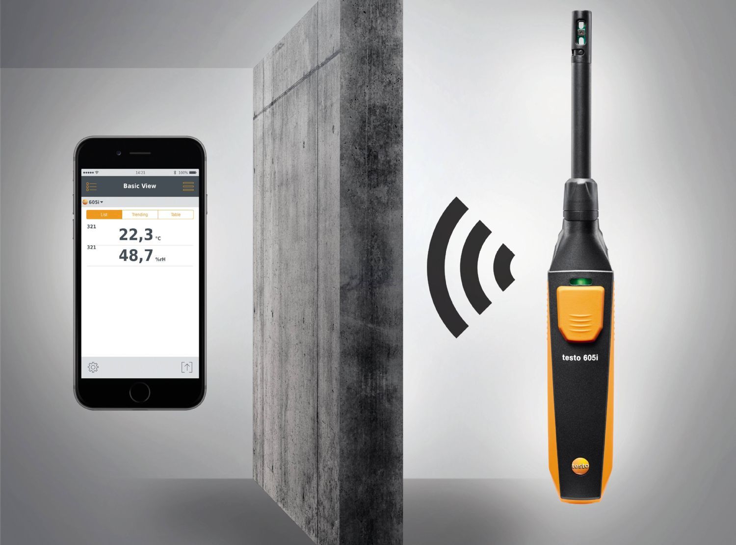 Testo 605i Gen 2 - Smart Thermohygrometer Operated With Your Smartphone 0560 2605 02 connection smart phone