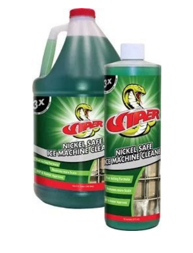 Front view of Viper Nickel Safe Ice Machine Cleaner 3.785L bottle